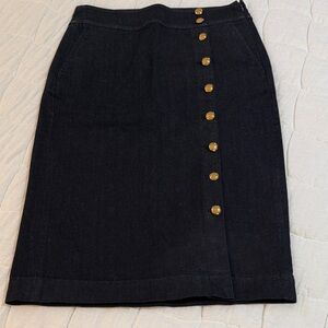 Lauren Ralph Lauren Dark Denim Skirt with Gold Accents